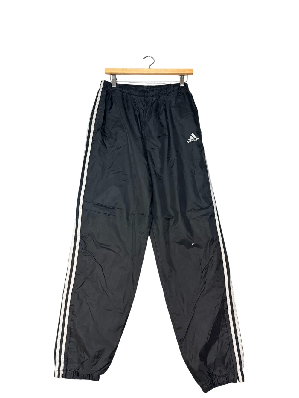 Vintage 90s Adidas Track Pants Mens Medium Black Lined Elastic Waist baggy wide